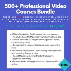 the 500 + professional video course bundle