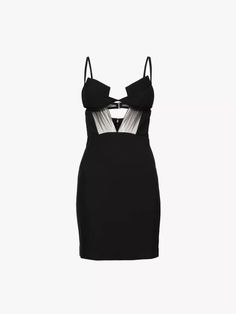 Asymmetric Neckline, Mesh Panel, Cut Out, Mesh, Mini Dress