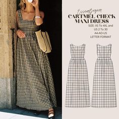 Cartmel Check Maxi Dress, PDF Sewing Pattern, Digital Sewing, Women Sewing Summer Dress, Suitable For Us Letter-A4-A0 Format Long Summer Dress Pattern, Trending Sewing Patterns, Sewing Pattern Nightgown, Simple Dress Patterns For Women, Dainty Dress Outfit, Casual Dress Sewing Pattern, Patchwork Dress Pattern Free Sewing, Sydney Graham Sewing, Winter Sewing Projects Clothes