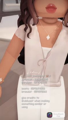 an animated image of a woman wearing a white dress and holding her hand out to the side