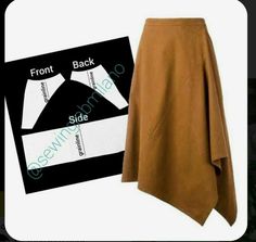 a brown skirt with the front and back side cut out to show it's size