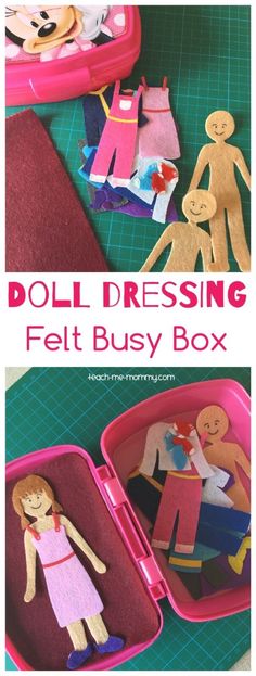 doll dressing felt busy box with clothes and dolls in it