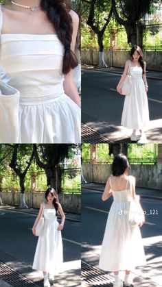 White Dress Korean Style, Summer Outfits Asian, White Dress Korean, Casual Outfits For Women, Pose Model, 19 August