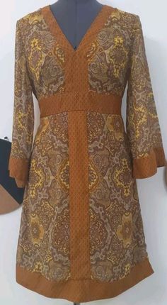 New! New York & Co. Boho Design Brown/Yellow/Orange/Blue Long Sleeve Dress Sz Small  was just added to eBay. Check it out! #eBay #eBaySeller Yellow Fitted Dress For Fall, Fitted Yellow Dress For Fall, Yellow Retro Lined Dress, Yellow A-line Vintage Dress, Vintage Yellow A-line Dress, Mustard V-neck Dress For Fall, Bohemian Yellow A-line Dress, Fitted Vintage Mustard Dress, Yellow A-line Retro Dress