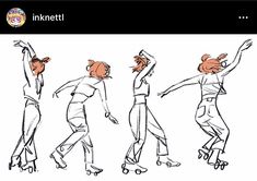 a drawing of people riding skateboards in different positions and sizes, with the words inknet