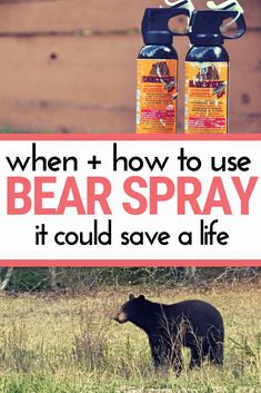 two bottles of bear spray with the words when + how to use bear spray it could save a life