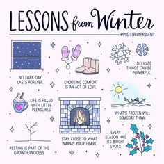 a poster with the words lessons from winter