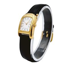 Ladies Coach 19mm Gold Plated Watch with Genuine Black Leather Band and White Dial. Pre-Owned SN# 500**** Brand: Coach. Model: W301. Case Back: Solid. Metal: Gold Plated. Bezel: Gold Plated. Gender: Women's. Dial Color: White. Case Dimensions: 19mm. Bracelet / Strap: Black Leather. Condition: Very Good Condition. Movement: Quartz (Movement). Bracelet Size: Measures 6.75" (inches). Box / Paper: Includes Original Coach Box. Warranty: One (1) Year Limited Service Warranty. Classic Evening Watch With Bracelet Strap, Classic Formal Watch With Bracelet Strap, Classic Leather Watch Accessories For Office, Classic Leather Strap Watch For Office, Classic Business Watches With Bracelet Strap, Classic Leather Strap For Watches, Elegant Rectangular Leather Strap Watch Bands, Classic Formal Watch Accessories With Leather Strap, Elegant Rectangular Watch Band With Leather Strap