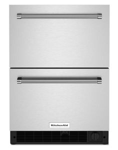 a stainless steel double drawer refrigerator