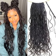 PRICES MAY VARY. 【Body Wave Boho Locs】 Body wave Pre-looped Crochet Boho Locs with Human Hair Curls. Usually 72-96 locs is enough for a full head. 【Crochet Boho Locs with Human Hair Curls 】 Boho Locs have a synthetic base and we use virgin human hair for the curls on the ends of the locs and throughout the locs to give the locs a soft messy look. 【Boho locs with Body Wave Human Hair ends】No smell, natural-looking, lightweight, and easy to install.It Is Versatile and Reuseful，Easy to Install and Human Crochet Hair, Crochet Human Hair, Body Wave Braids, Crochet Boho Braids, Crochet Locs, Boho Faux Locs, Goddess Faux Locs, Jah Locs