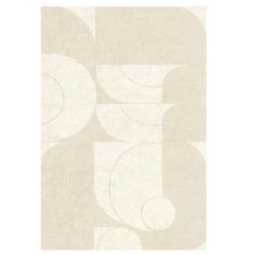 a white wallpaper with an abstract design in the shape of circles and rectangles