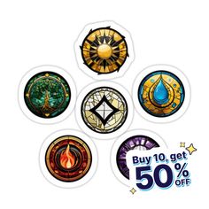 stickers with different designs on them for the price of 50 % off each item