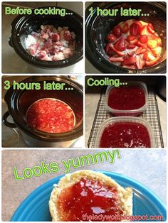 the steps to make cranberry sauce in an air fryer oven are shown