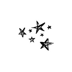 four black and white airplanes flying in the sky with stars drawn on it's side