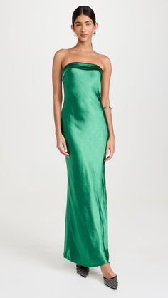 Fast Free Shipping & Free Returns on Runaway the Label Delilah Maxi Dress at Shopbop. Shop new arrivals from Runaway the Label at Shopbop.com Formal Emerald Green Dress, Emerald Green Dress, Runaway The Label, Emerald Dresses, Emerald Green Dresses, Glamorous Dresses, Sophisticated Dress, Satin Gown, Strapless Maxi Dress