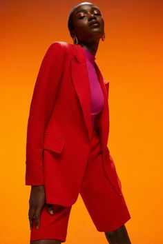 Colourful Photoshoot, Colorful Headshots, Studio Lifestyle, I Did A Thing, Editorial Inspiration, Red Suit, Work Trousers, Red Blazer, Blazer And Shorts