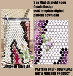 three different patterns and designs for beaded tumblers