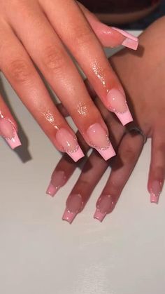 Sweet 16 Nails, Pink French Nails, Baby Pink Nails, Girly Acrylic Nails, Pink French, French Tip Acrylic Nails, Her Nails, Simple Acrylic Nails, Short Square Acrylic Nails