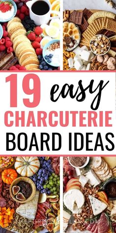 the cover of 15 best charcuterie board ideas for every occasion, with pictures of different types of food