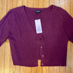 Size L Super Cute, Cropped, Trendy Purple Pink Color Trendy Fitted Purple Cardigan, Casual Fitted Purple Cardigan, Fitted Purple Cotton Cardigan, Wide Sleeve Cardigan, Purple Pink Color, Drop Shoulder Cardigan, Dark Mauve, Leopard Cardigan, Oversized Knit Cardigan