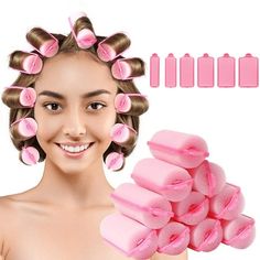 These soft sleeping hair curlers are made of foam sponge, durable and long lasting, do not require heating, won't pull your hair, do no harm to the hair, safe and considerate tools for you to choose, you can enjoy the hair styling at home many times. It is easy to use which just take a strand of the appropriate hair volume according to the length of your hair and use this flexible hair styling sponge curler, do not add too much hair at one time, otherwise it will affect the effect, its light wei Sponge Curlers, Foam Curlers, Sponge Hair Rollers, Foam Rollers Hair, Magic Hair Curlers, Sleep Hairstyles, Hair Curlers Rollers, Hair Roller, Heatless Hair Curlers