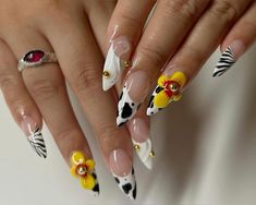 Nail Education, Funky Nail Designs, Happy Nails, Colored Acrylic Nails, Almond Acrylic Nails