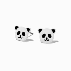 Claire's Panda Stud Earrings Crown Hair Clip, Sensitive Ears Earrings, Piercing Kit, Flower Crown Hairstyle, Special Occasion Hairstyles, Hair Gift, Word Bracelet, Jewelry Words, Bags For Teens