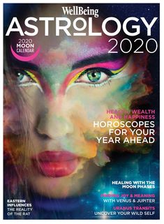 the cover of well being astrology magazine, featuring an image of a woman's face