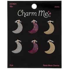 Dimensions: 0.62" x 0.42" Material: Metal & Resin Color: Yellow, Pink & Clear Metal Color: Gold Age Grade: 16+ Quantity: 6 Let the night sky shine for you with these Moon Charms. These dainty charms are shaped like crescent moons with subtly shimmering bodies. Decide the destiny of these whimsical moons by adding them to a decorative chain to create out of this world accessories! Jewelry Charms Pendants, Moon Charm, The Night Sky, Out Of This World, Hobby Lobby, Metal Color, Crescent Moon, This World, Night Sky