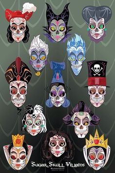 the sugar skull masks are all different colors