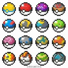 an image of pixel art with different types of pokemons on it's faces