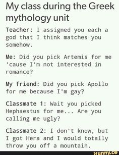 a text message that reads,'my class during the greek mythology unit i think it is