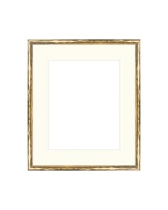 a white and gold frame with a square in the middle on a white wall background