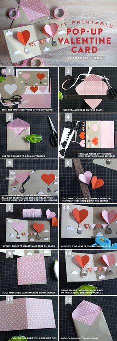 the instructions for how to make an origami valentine's day card with paper