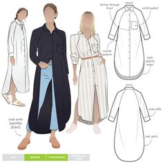 an image of women's dress and coat sewing pattern