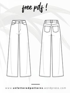 the front and back view of a women's wide leg pants with pockets on each side