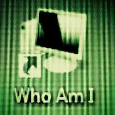 the logo for who am i? is displayed on a computer screen in this image