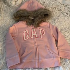 Nwt Gap Zip Hoodie Faux Fur Hood 3t Gap Pink Winter Hoodie, Gap Pink Long Sleeve Hoodie, Cute Gap Outerwear For Fall, Gap Outerwear With Adjustable Hood For Fall, Gap Fall Outerwear With Adjustable Hood, Gap Fleece Long Sleeve Outerwear, Gap Winter Hoodie, Gap Winter Hoodie Outerwear, Hoodie Zip Up