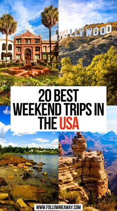 20 Best Weekend Trips in the USA Vacation Spots In United States, Weekend Trips In The Us, Vacation Destinations In The Us, Weekend Family Getaways, Best Weekend Trips, Long Weekend Trips, Long Weekend Getaways, Best Weekend Getaways