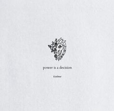 a white paper with an image of a flower and the words power is a decision