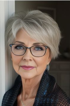 pixie haircut for women over 60 with glasses Hair For Over 60 Short, Short Hair For Over 60 Older Women, Short Hair For Older Women Over 60, Hair Women Over 60, Stacked Hairstyles, Wispy Layers, Short Stacked Haircuts, Edith Stein, Short Haircuts For Older Women