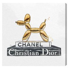 the chanel christian dior logo is shown in black and gold on a white background