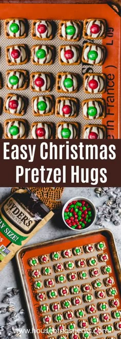 an easy christmas pretzel hugs recipe with the title overlay