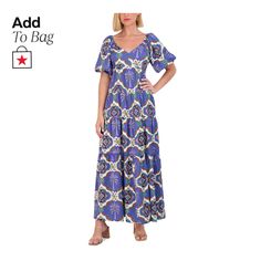 in stock Porcelain Blue, Maxi Dress With Sleeves, Vince Camuto, Puff Sleeve, Pick Up, In Store, Buy Online, Porcelain, Maxi Dress