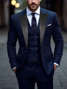 S Black And Blue Suits For Men, Navy Blue Wedding Theme, Jacket And Pants Set, Costume Bleu, Blue Suit Men, Blue Suit Wedding, Blue Tuxedos, Wedding Suits Groom