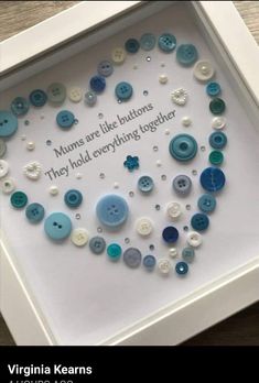 a white frame with buttons in it that says mums are like buttons they hold everything together