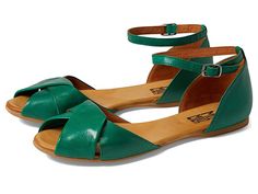 Miz Mooz Kendria - Women's Shoes : Emerald : Step in the comfort and classy design of the chic Miz Mooz Kendria flats. Leather upper. Leather lining and insole. Buckle closure on the ankle strap. Peep toe construction. Man-made outsole. Made in Portugal. Measurements: Weight: 5 oz Product measurements were taken using size EU 40 (US Women's 9-9.5), width B - Medium. Please note that measurements may vary by size. Classy Design, Miz Mooz, The Chic, Product Reviews, Women's Shoes, Ankle Strap, Leather Upper, Emerald, Portugal