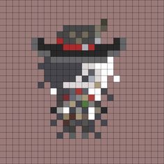 a pixellated image of an animal wearing a hat