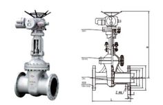 an image of a valve with drawings on the side and in front, there is a drawing of what it looks like