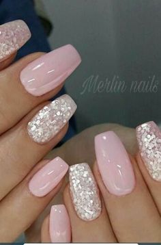 Nails With Glitter, Nails For Bride, Wedding Nails Glitter, Art Designs Ideas, Glitter Gel Nails, Wedding Nails For Bride, Nails Wedding, Bride Nails